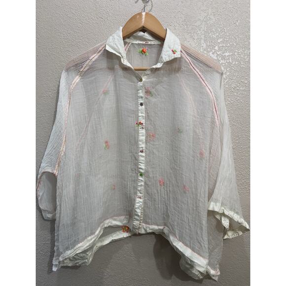 Péro Long Sleeve Embroidered Shirt Womens Size 38 - Picture 1 of 9